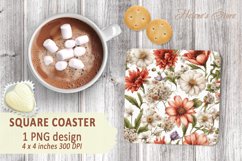 Floral bouquet square coaster | Coaste square sublimation Product Image 2