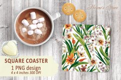 Flower pattern square Coaster | Sublimation coaster square Product Image 2