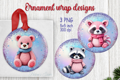 Christmas sweet bear round ornament designs png|Pink raccoon Product Image 1