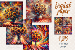 Cute sunflowers bouquet digital paper|Scrap booking graphics Product Image 1