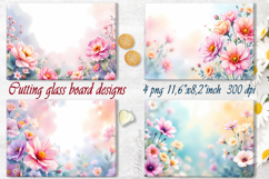 Tropical flowers designs | Floral cutting board sublimation Product Image 1