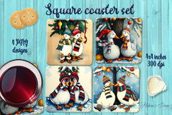 Funny Christmas goose square coasters wrap sublimation png Product Image 1