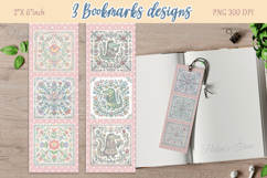 Pastel floral pattern Printable bookmark png |3 Book craft Product Image 1