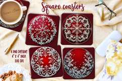 Vintage Christmas silver pattern square coasters sublimation Product Image 1