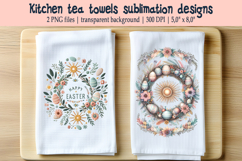 Easter cross with flowers kitchen tea towel sublimation png Product Image 1