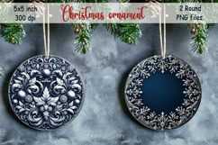 Christmas vintage round ornament sublimation designs PNG Product Image 1
