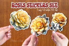 Watercolor rose flower printables stickers |Yellow roses png Product Image 1