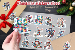 Christmas patchwork printables stickers sheet | Snowman png Product Image 1