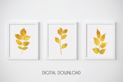 Gold Leaf Prints, Gold Print Set, Gold Botanical Prints Product Image 1