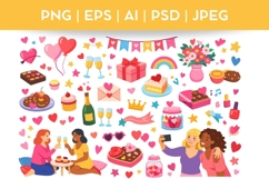 Best Friends Doodle Illustration| Vector &amp; PNG Product Image 1