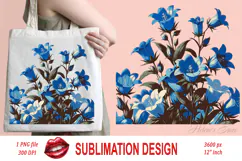 Wildflowers clipart | Vintage Blue Campanula flower graphics Product Image 1