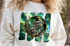 Green Halloween cute witch brush strokes t shirt design png Product Image 1