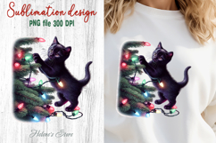 Christmas lights &amp; black cat clipart| Winter t shirt designs Product Image 2