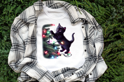 Christmas lights &amp; black cat clipart| Winter t shirt designs Product Image 3