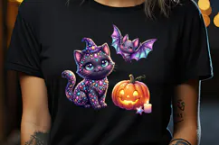 Cute Halloween clipart | Kawaii black cat sublimation design Product Image 2