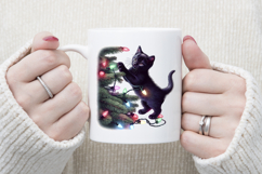Christmas lights &amp; black cat clipart| Winter t shirt designs Product Image 1