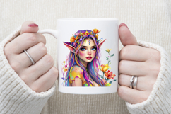 Cute watercolor girl elf flowers summer sublimation design Product Image 4
