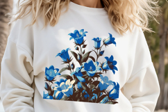 Wildflowers clipart | Vintage Blue Campanula flower graphics Product Image 2