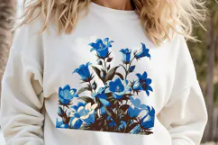Wildflowers clipart | Vintage Blue Campanula flower graphics Product Image 2