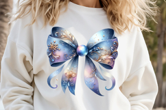 Cute Christmas coquette bows design|Blue bow T-shirt clipart Product Image 2