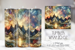 Pastel light Mountains straight skinny tumbler 20oz wrap png Product Image 1