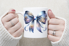 Cute Christmas coquette bows design|Blue bow T-shirt clipart Product Image 3