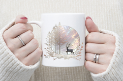 Christmas deer round design| Pink Iridescent T-shirt clipart Product Image 3