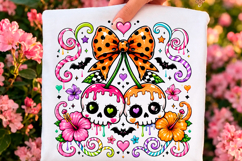 Neon Skull Cherry Halloween PNG Product Image 1