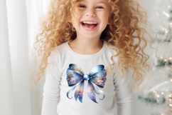 Cute Christmas coquette bows design|Blue bow T-shirt clipart Product Image 4