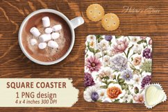 Floral bouquet square coaster | Coaste square sublimation Product Image 2