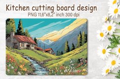 Mountains house cutting board | Cutting board sublimation Product Image 1