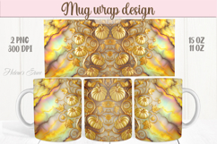 Happy Halloween day mug wrap design png | Gold pumpkin Product Image 1