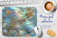 Iridescent blue ocean sublimation design mouse pad Product Image 1