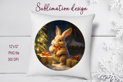Cute Christmas bunny round cute sublimation design png Product Image 1