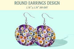 Spring Flowers earrings | Floral Round Earring sublimation Product Image 1