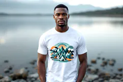 African american man white t-shirt mockup JPG and PSD Product Image 2