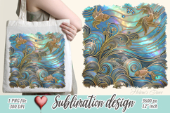 Blue ocean gold and pearl sublimation designs png | Sea life Product Image 1