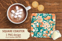 Flower pattern square Coaster | Sublimation coaster square Product Image 2