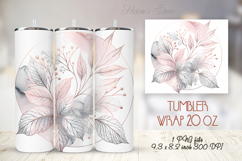 Pink watercolor leaves straight tumbler 20oz wrap designs Product Image 1