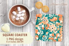 Flower pattern square Coaster | Sublimation coaster square Product Image 1