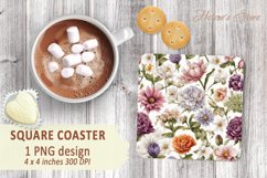 Floral bouquet square coaster | Coaste square sublimation Product Image 1