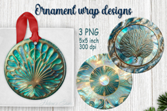 Fantasy ocean round ornament sublimation designs PNG Product Image 1