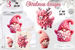 Pink Christmas crochet yarn toy clipart|Cute sublimation png Product Image 1