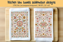 Fall is here pastel folk floral tiles pattern kitchen towel Product Image 1