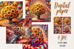Cute sunflowers bouquet digital paper|Scrap booking graphics Product Image 1
