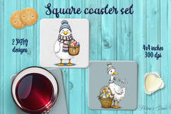 Funny Christmas goose square coasters wrap sublimation png Product Image 1
