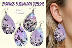 Shine Floral Lilac Iridescent Earrings sublimation designs Product Image 1