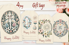 Easter cross Gift Tags|Happy Easter labels|Boho pastel label Product Image 1
