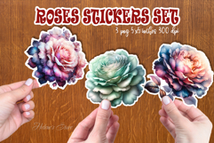 Watercolor rose flower printables stickers | Pink roses png Product Image 1