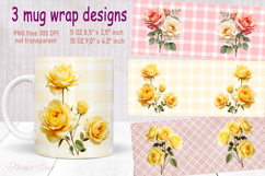 Vintage summer flowers design mug wrap 15 oz 11 oz png Product Image 1